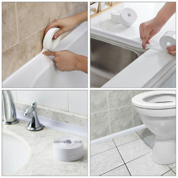 Caulk Tape Strip Bathroom Kitchen Self Adhesive Sealant Tape Edge Sink Wall 2.2x3.2cm - White