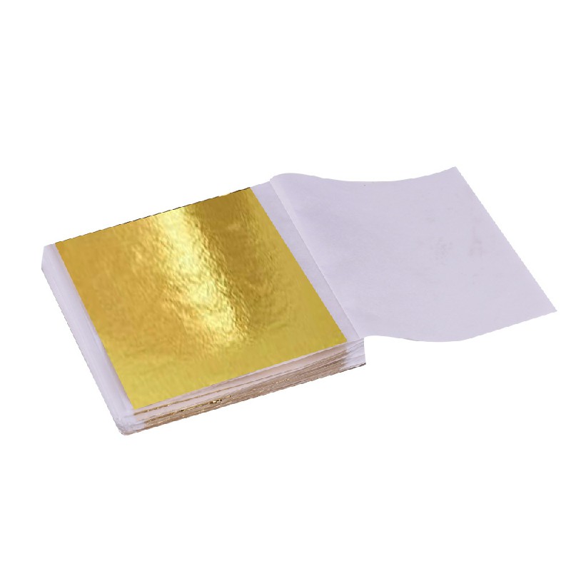 100 PCS Gilding Foil Sheets DIY for Decoration of Ceiling Gold Crafts Furniture Buddha Statue and Temple - Gold